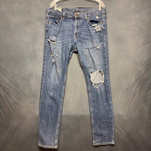 Hollister Jeans 36x32 Ripped Distressed Skater Streetwear Grunge Country Western - Picture 1 of 16